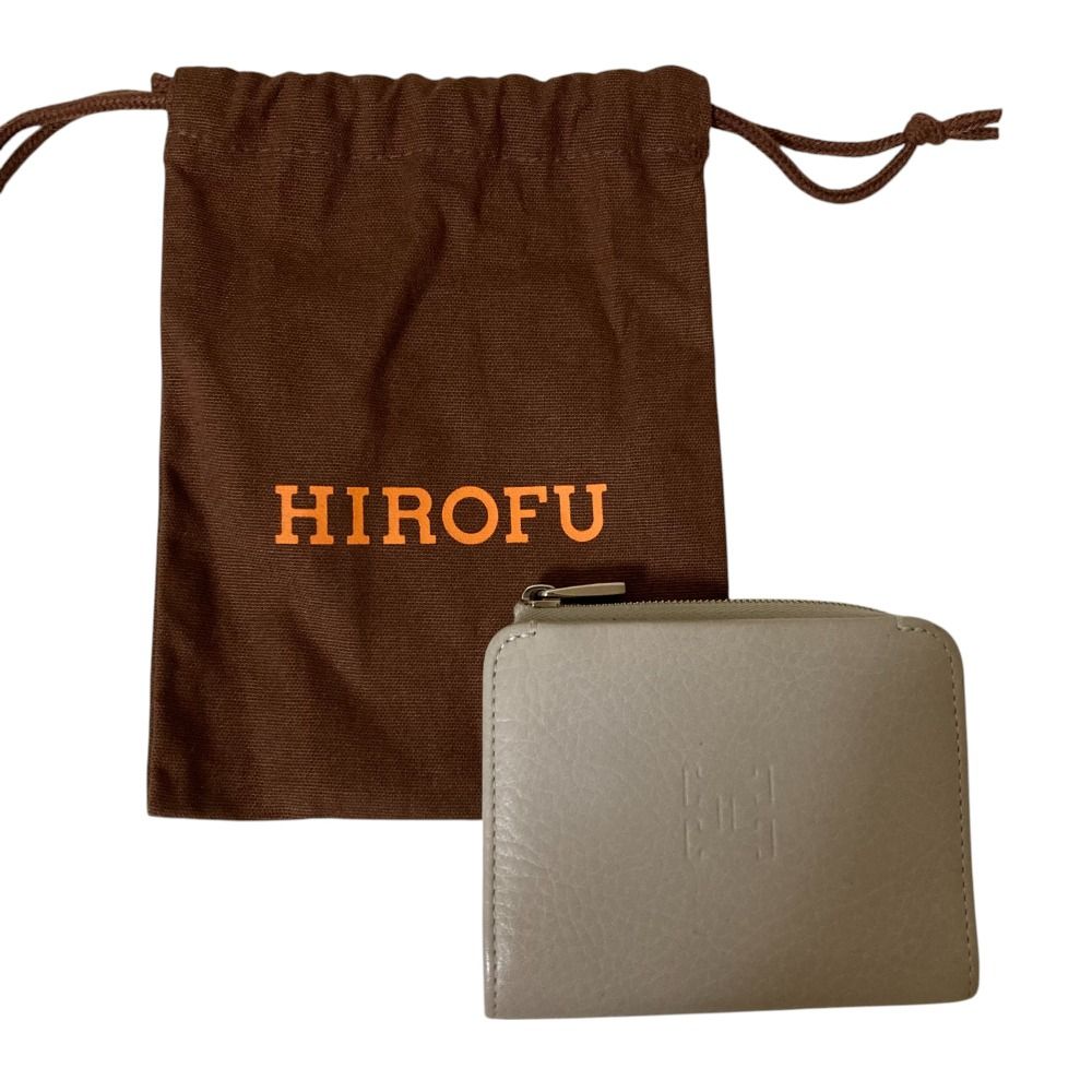 【美品】HIROFU 折り財布 エンボス レザー コンパクト ピウメノ】二つ折り財布 レザー コンパクトウォレット 本革