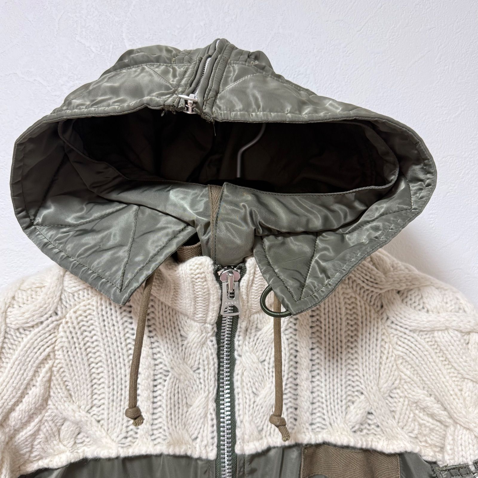 sacai サカイ ケーブルニット ドッキング MA-1ジャケット - メルカリ