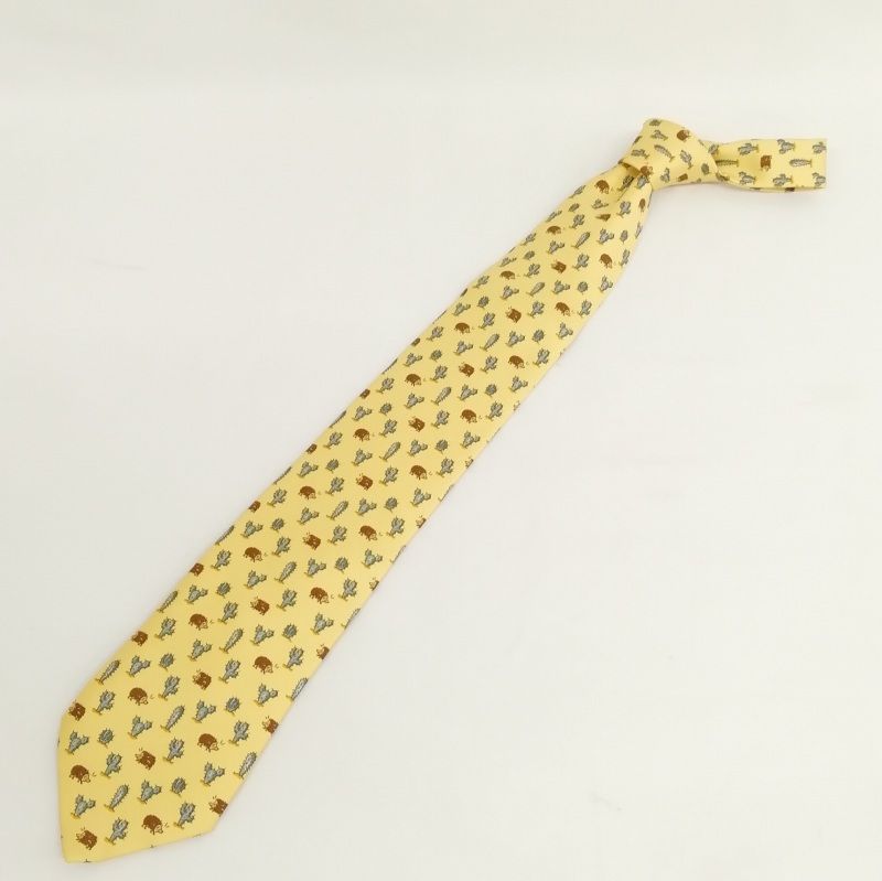 HERMESネクタイ　美品 エルメス Hermes HERMES ネクタイ TIE 7cm フランス製 シルク