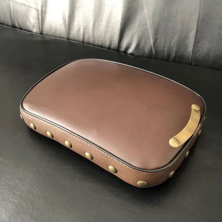 ソロシート タンデムシートセット☆茶色 スカル2個 スプリング ステー  