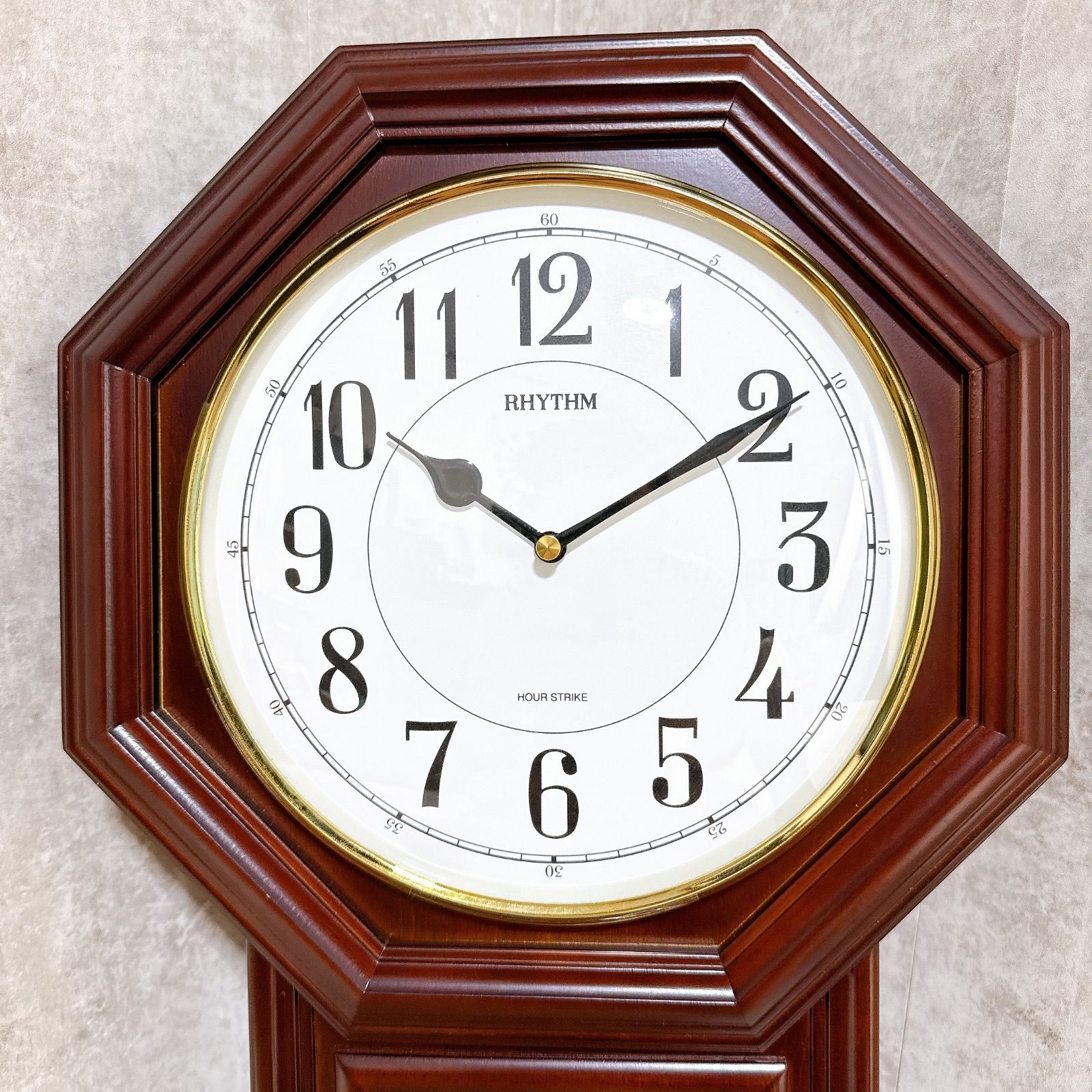 美品】RHYTHM リズム クオーツ柱時計 飾り振子付 4MJA03RH06