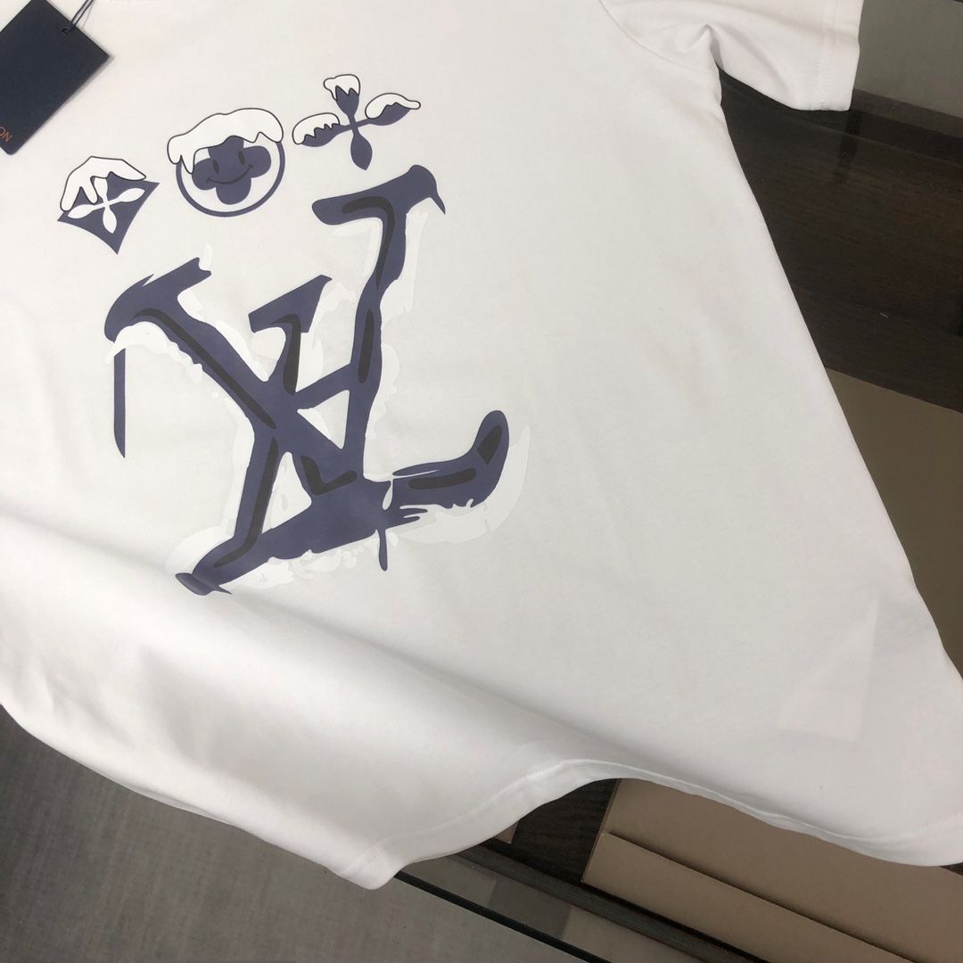 夏セール‼️Louis Vuitton ロゴプリント ツリスカーフ プリントショートスリーブコットンTシャツ ｜ルイ・ヴィトン