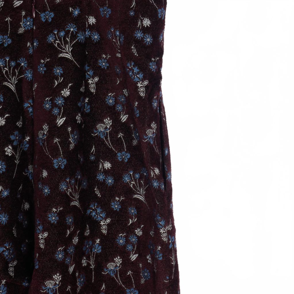 Mamekurogouchi フローラルジャガードドレープドレス navy 2 Mame
