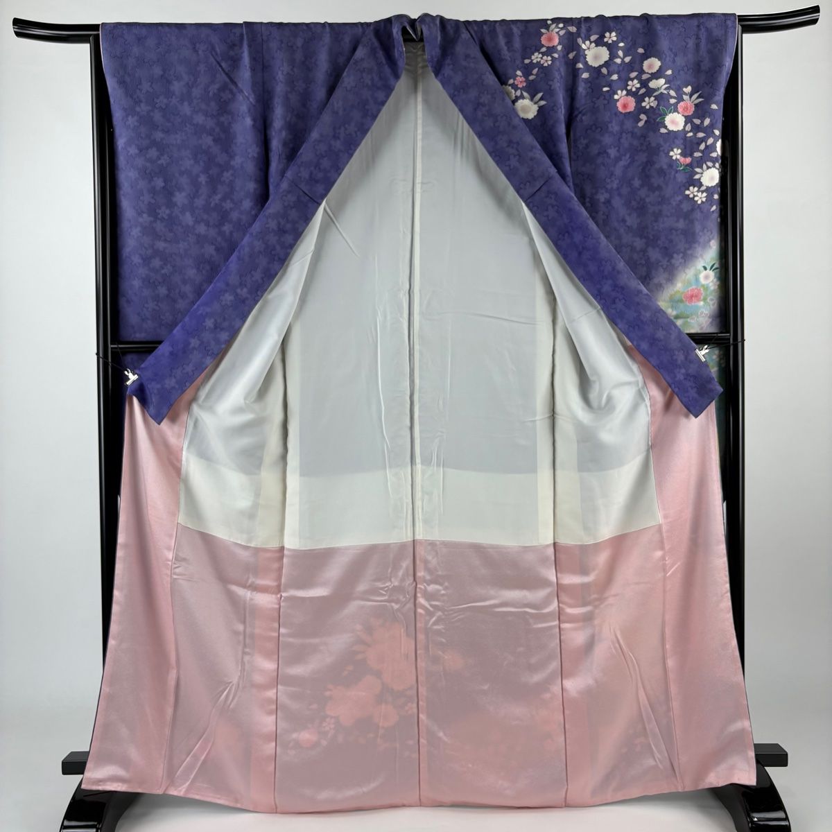 振袖 身長152-167cm 白 紫　桜尽くし　正絹 振袖 身長152-167cm 白 紫桜尽くし正絹