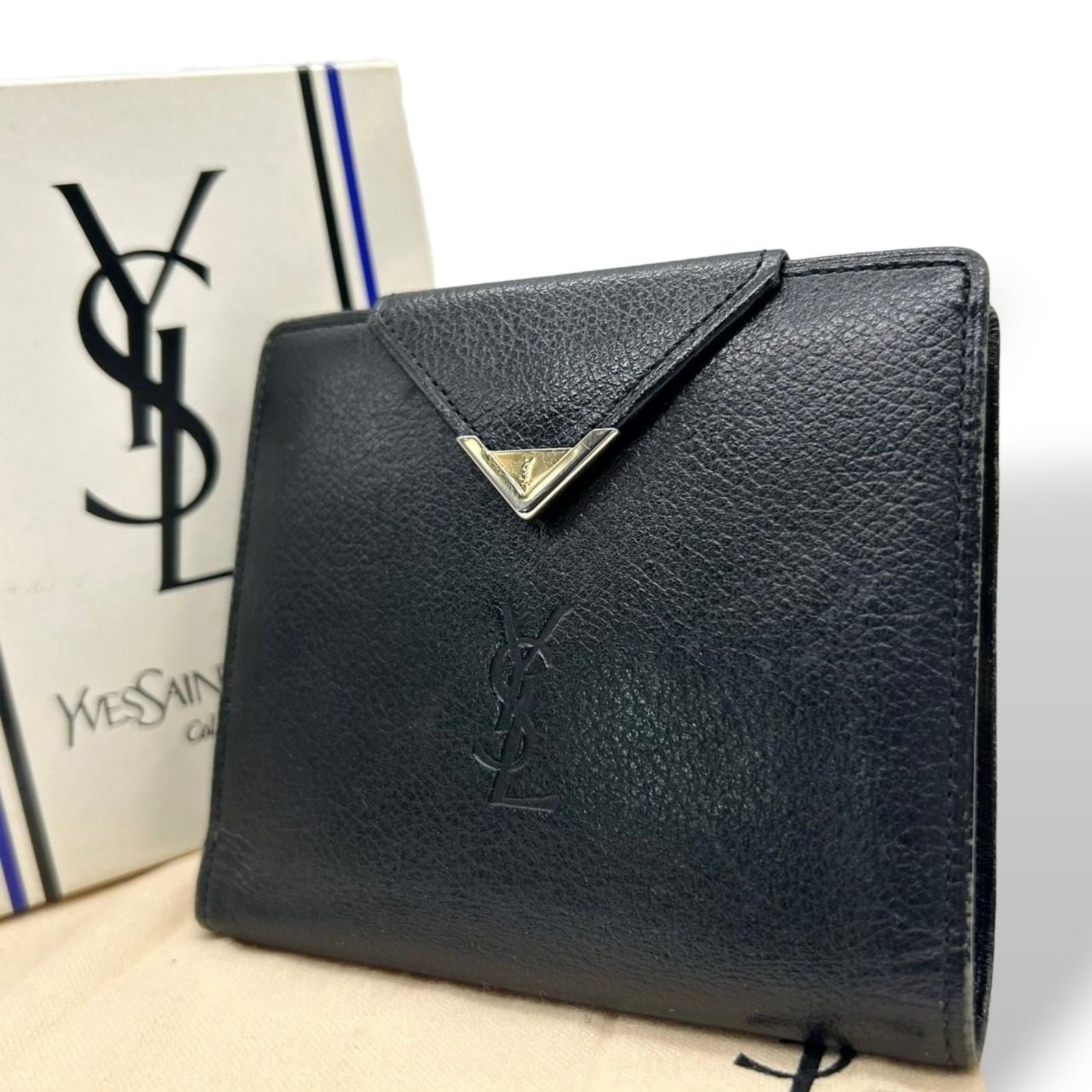 イヴ・サンローラン Yves Saint Laurent 財布 二つ折り YSLロゴ V  