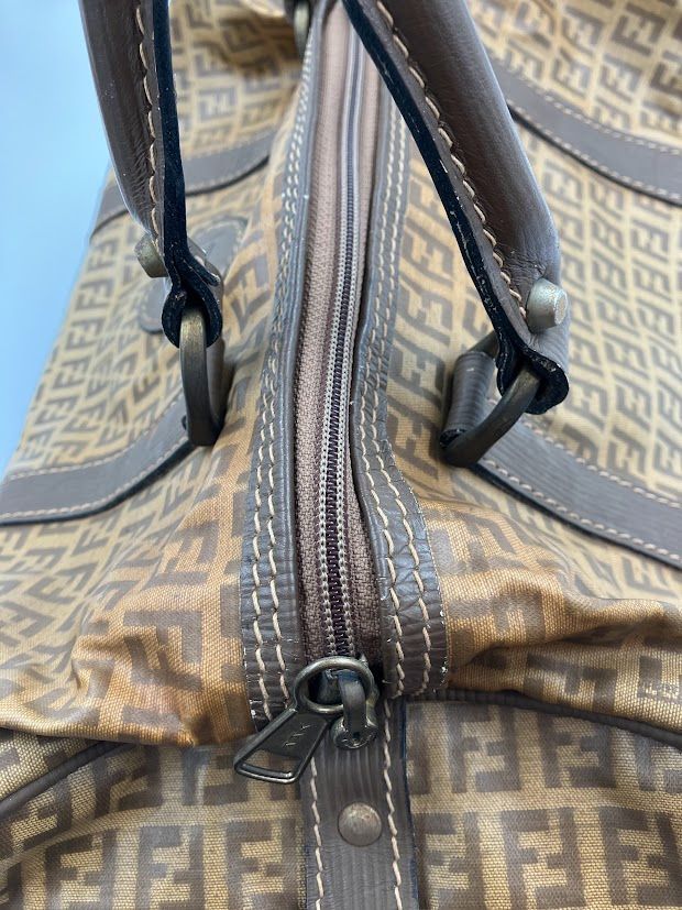 希少 フェンディ ボストンバッグ コーティングキャンバス ズッカ柄 ヴィンテージ FENDI フェンディ ボストンバッグ ズッカ柄 キャンバス レザー