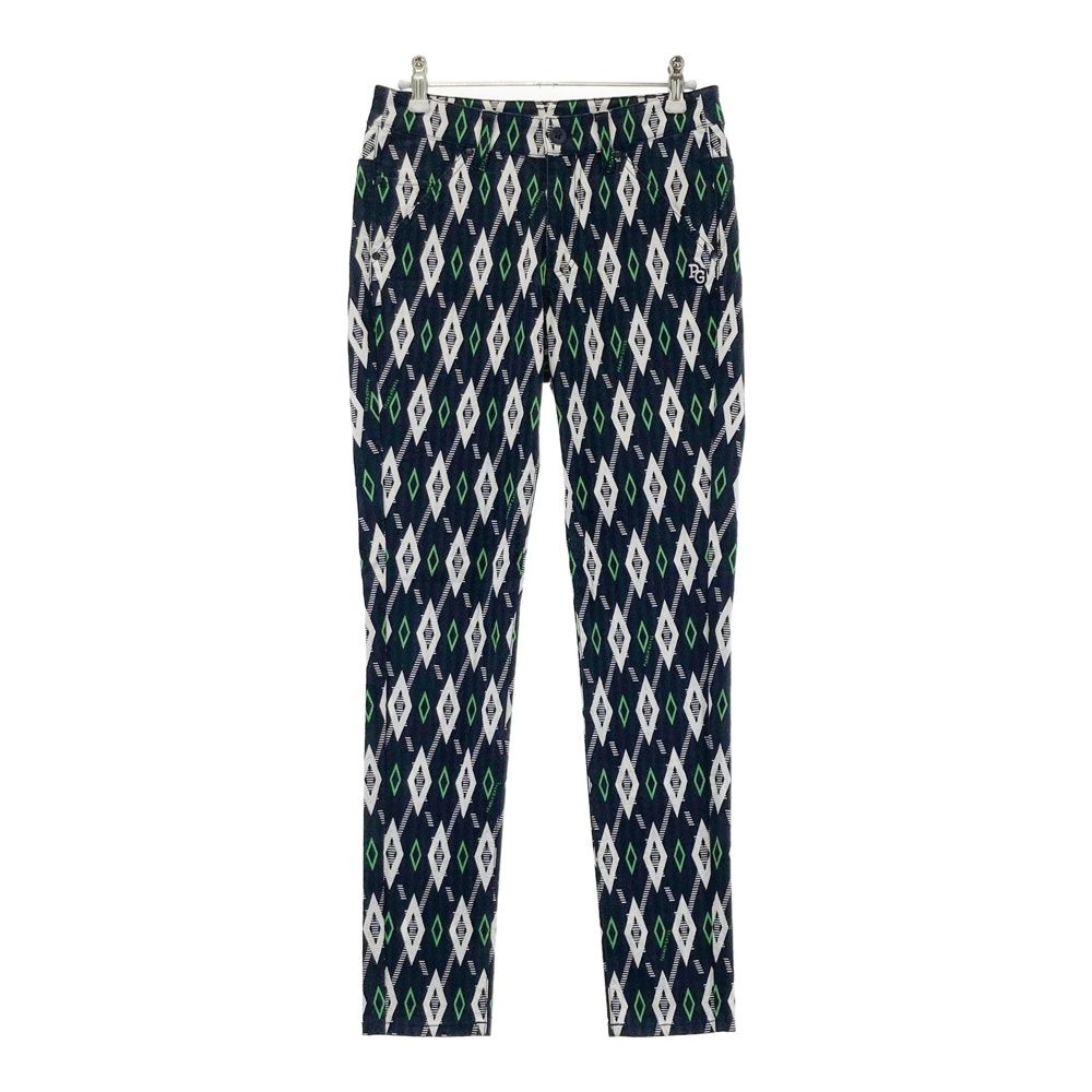 サイズ 0 PEARLY GATES パーリーゲイツ ストレッチパンツ 総柄 ネイビー系 240101451319 ゴルフウェア レディース ストスト
