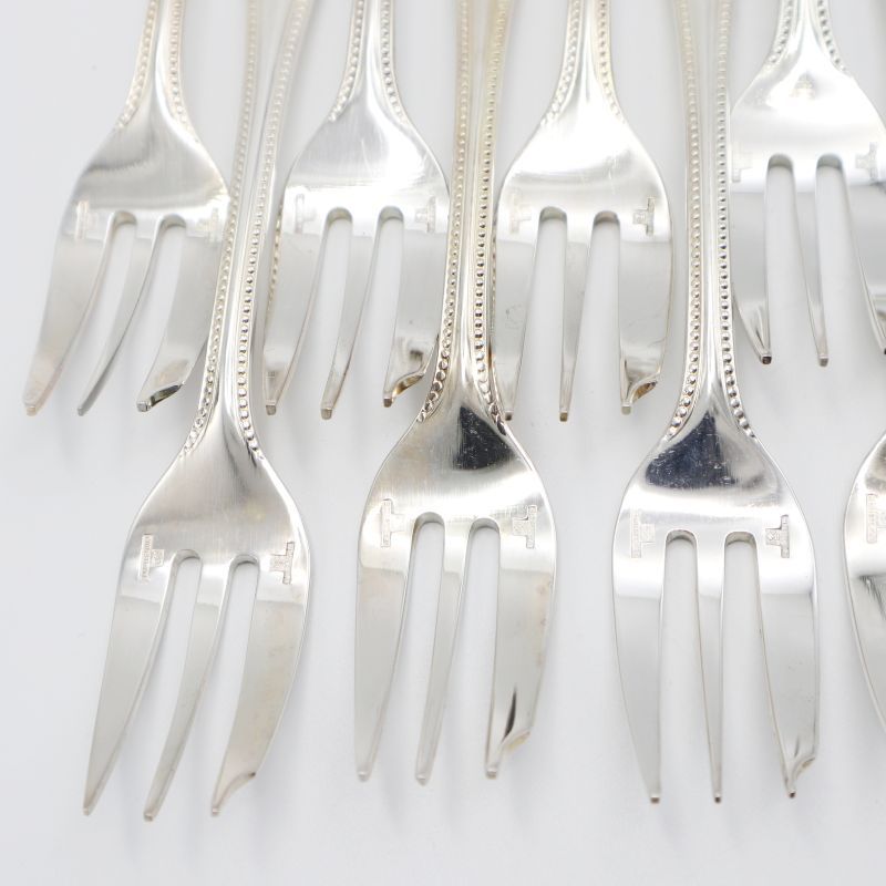 Christofle クリストフル パール シルバープレート デザートフォーク カトラリー12点セット K 08 146