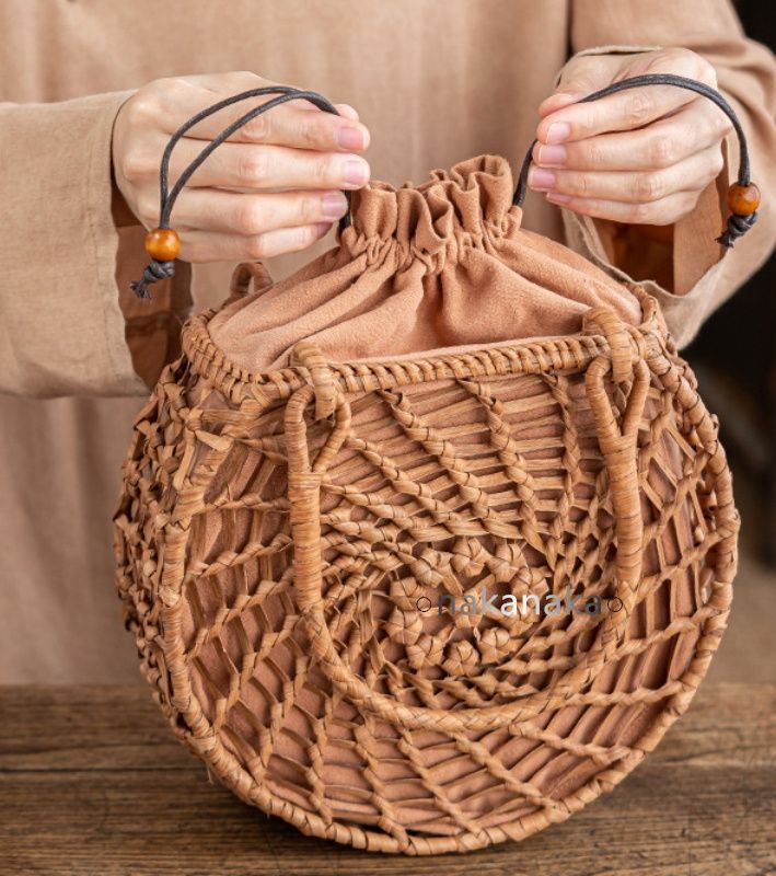 山葡萄 かご 乱れ編み 籠 職人の手作り手提げ 内布あり 山葡萄 かご 乱れ編み 籠 職人の手作り手提げ 内布あり