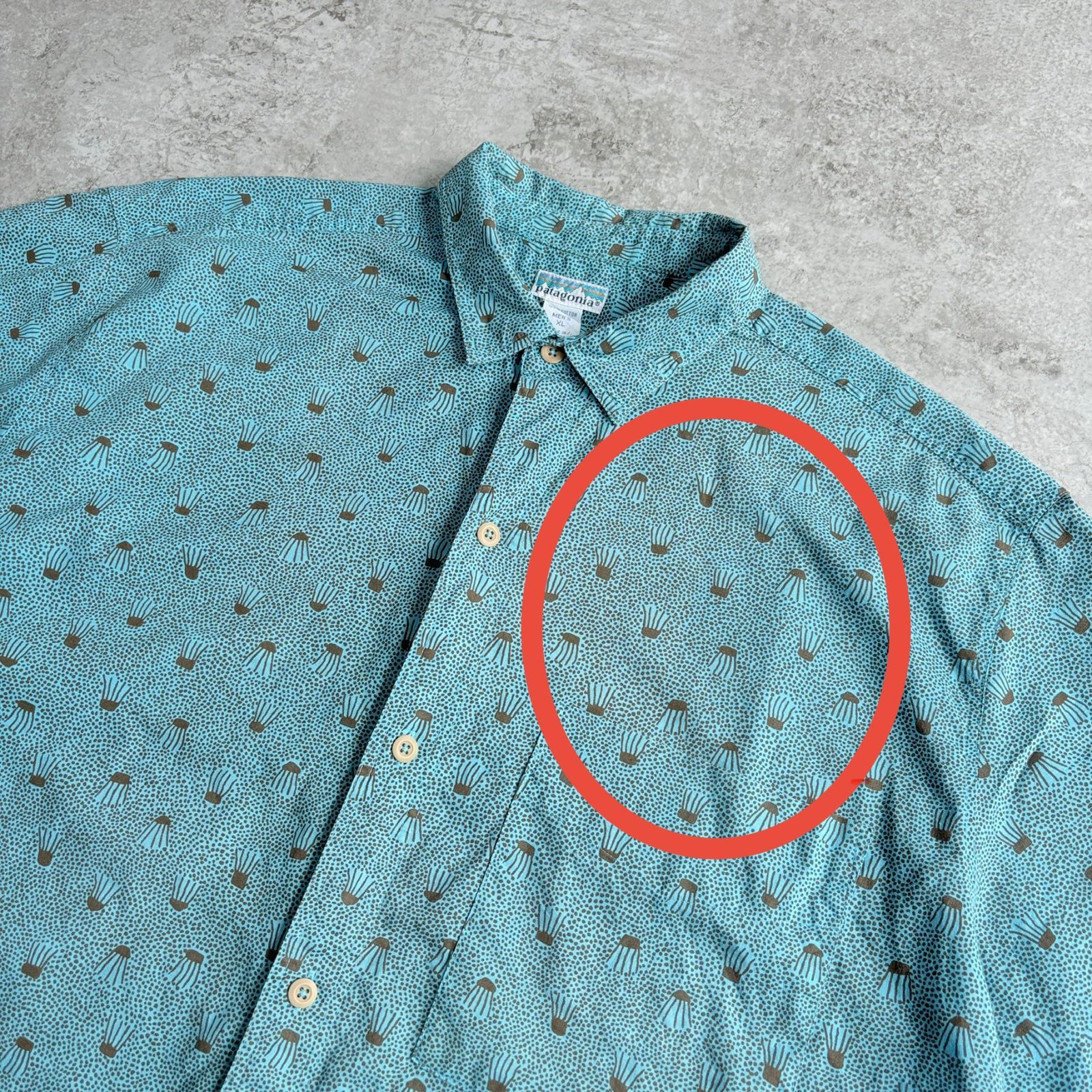 90s 1991年製 patagonia A/Cshirt Cotton Short sleeve shirt 【blue