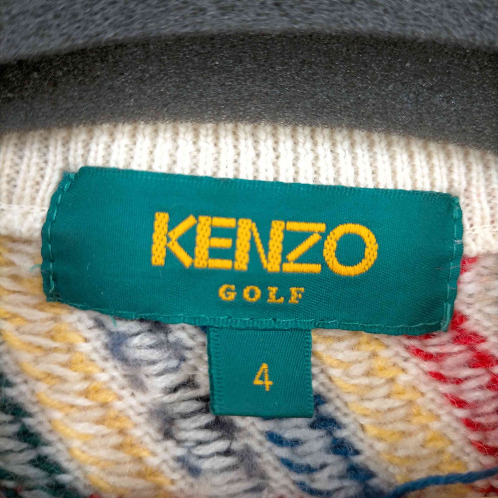 ケンゾーゴルフ KENZO GOLF ロゴ刺繍 総柄 クルーネックニット メンズ