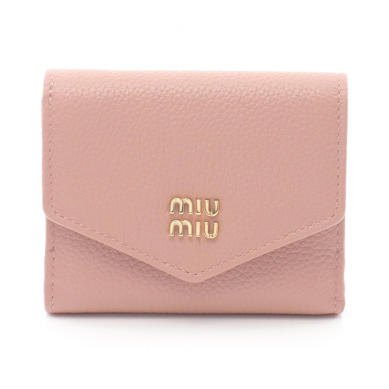 MIU MIU 三つ折り財布 ピンク レザー ミュウ ミュウ Miu Miu 三つ折り財布 VIT.DAINO ピンク レザー