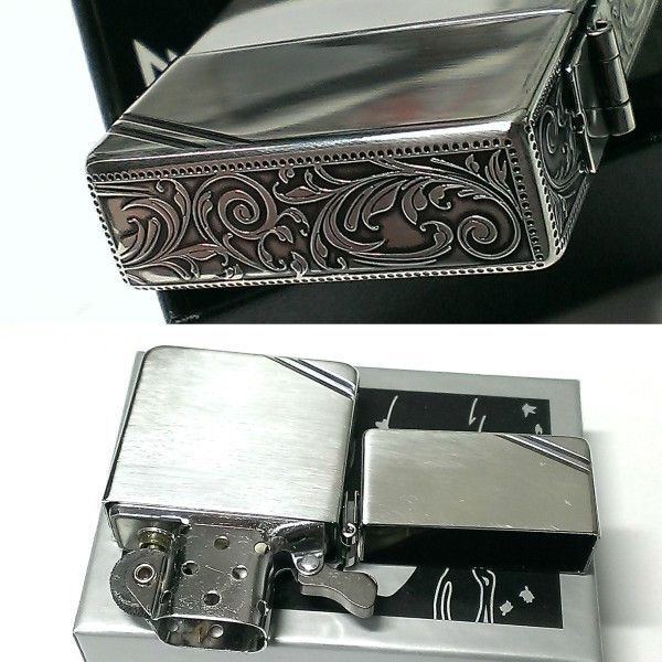 ZIPPO ライター ジッポ 1935 復刻レプリカ 燻し 3面アラベスク 角型