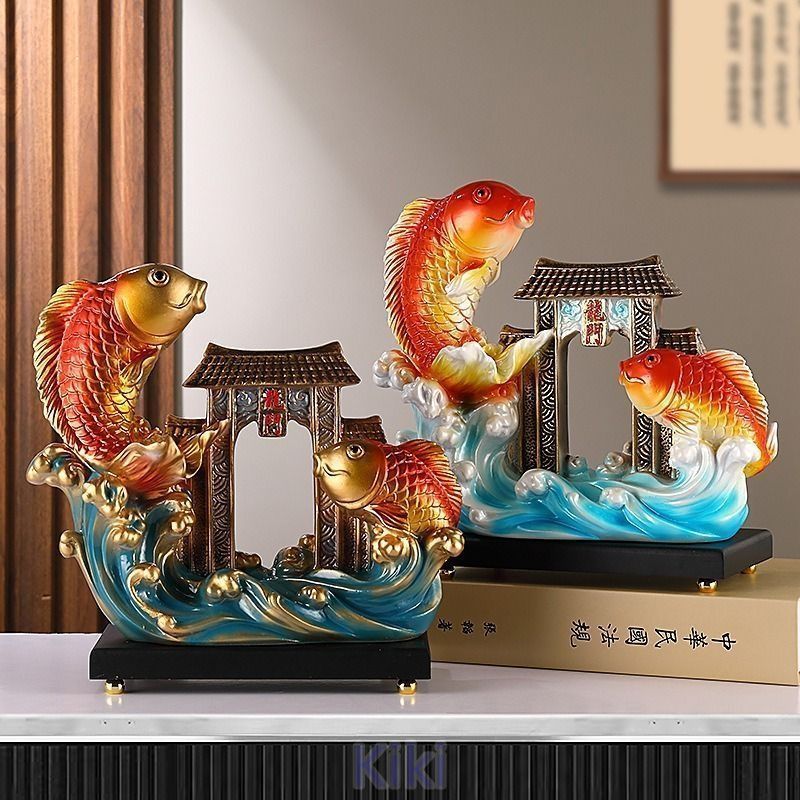 新品未使用龍門と鯉の置物 置物 インテリア雑貨 インテリア オブジェ 雑貨 玄関 リビング 開運 幸運 運気 開運グッズ 風水 運気UP 綺麗 か