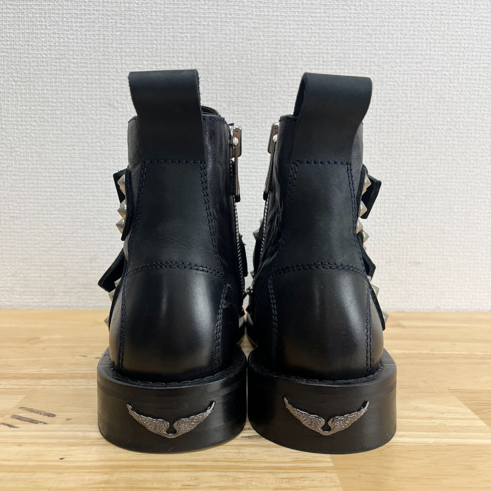 ザディグエヴォルテール　Zadig&Voltaire スタッズ　ショートブーツ ザディグエヴォルテール 2way シルバースタッズ ワークブーツ40/25.5