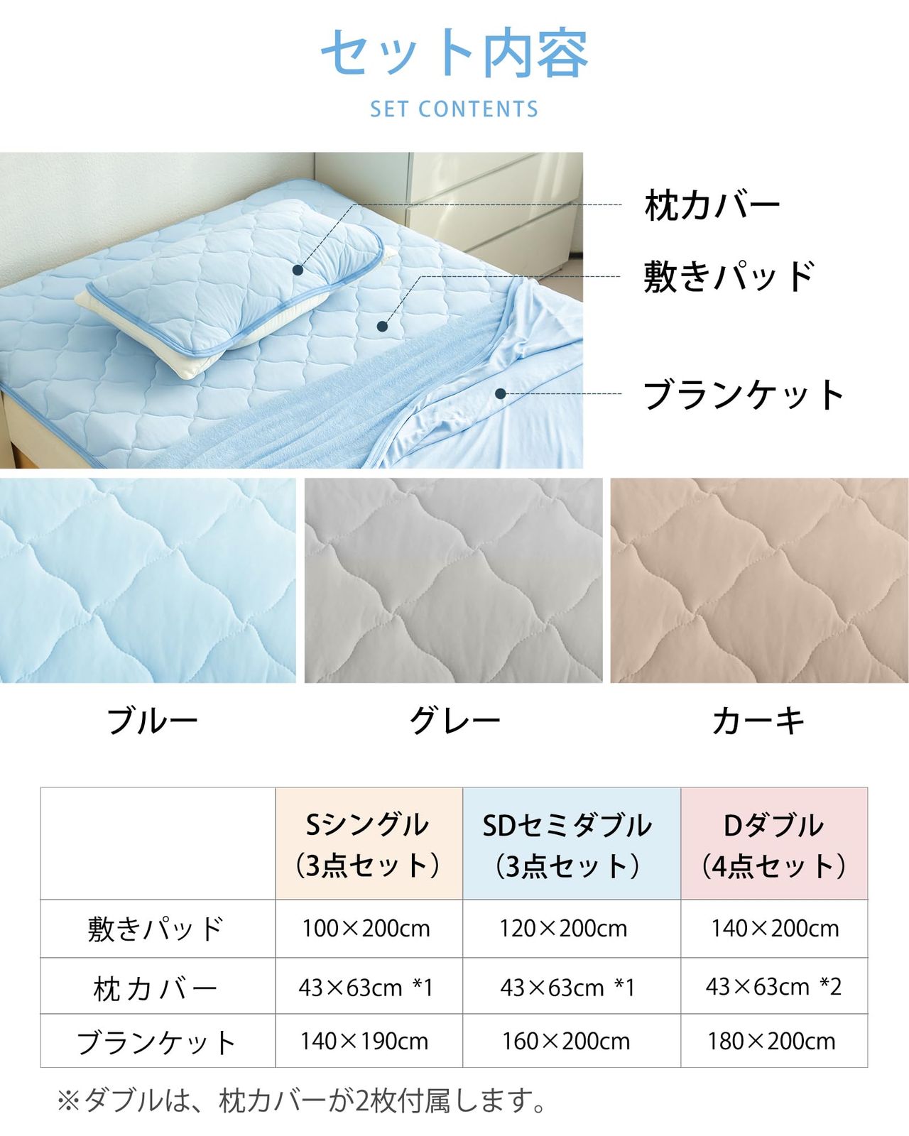 数量 布団セット セミダブル Q-max0.5 夏用 掛け布団 タオルケット BADGER 敷きパッド キルトケット 枕パッド 枕カバー 洗える 抗菌防臭 防ダニ BLACK 接触冷感 柔らかい肌触り 寝具セット 肌掛け布団 グレー 3点セ