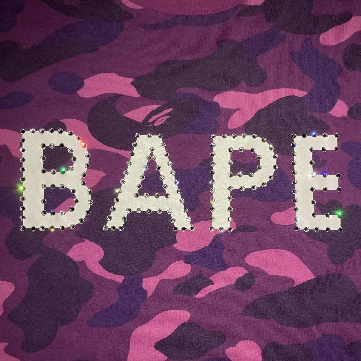 スワロフスキー BAPE logo Tシャツ Lサイズ Purple camo a bathing ape ...