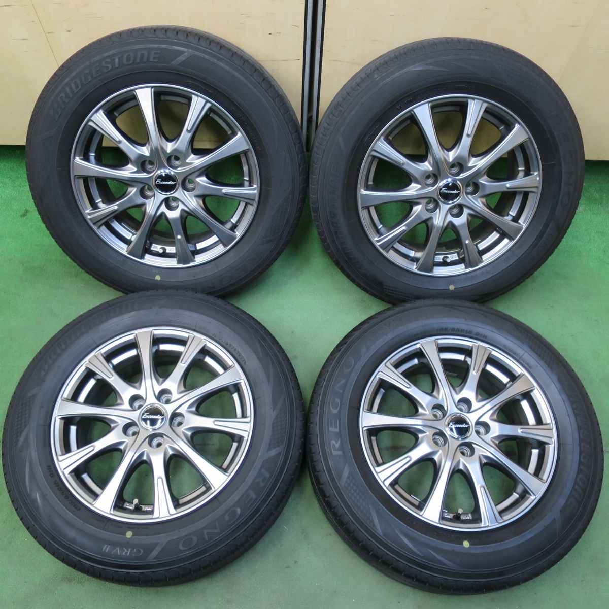 バリ溝 22年 キレイ 9.5分 プリウス 等 195 65R15 ブリヂストン レグノ GRV2 Exceeder エクシーダー 15インチ PCD100 5H 5092915イノ