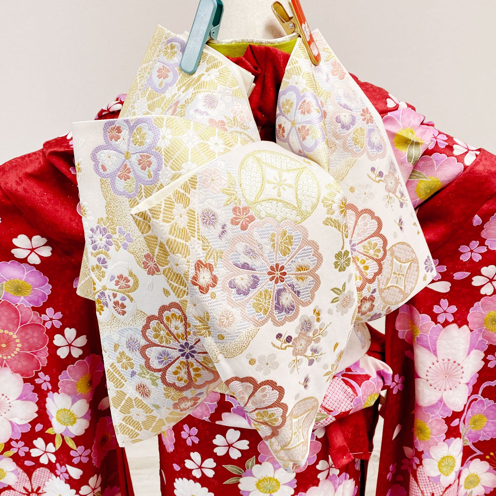 新品・一式セット】振袖 未使用 仮絵羽 赤 桜 牡丹 成人式 F17 - メルカリ
