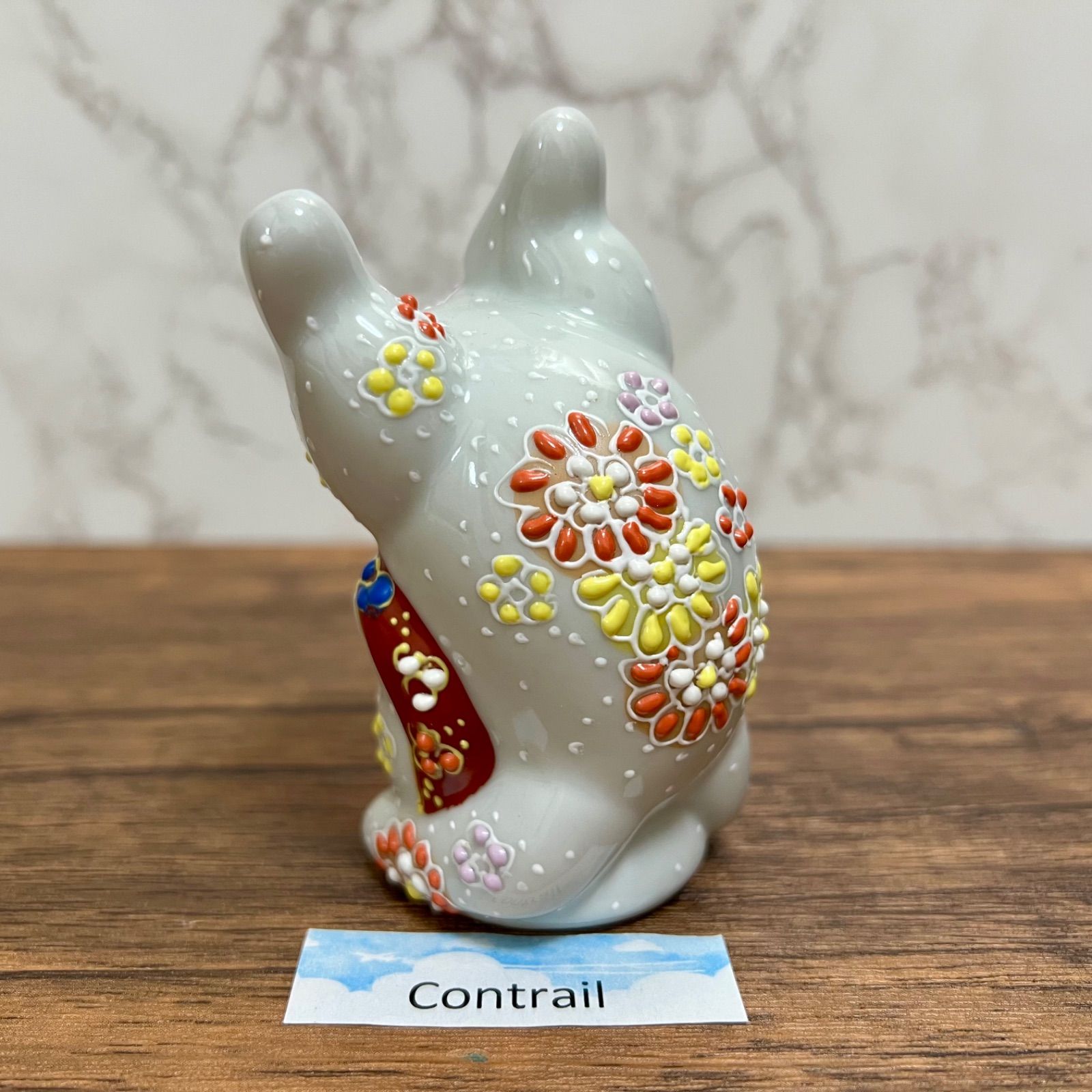 九谷焼】 3号 逆立ち 招き猫 花ちらし 盛 約9.4cm 困難克服 縁起物