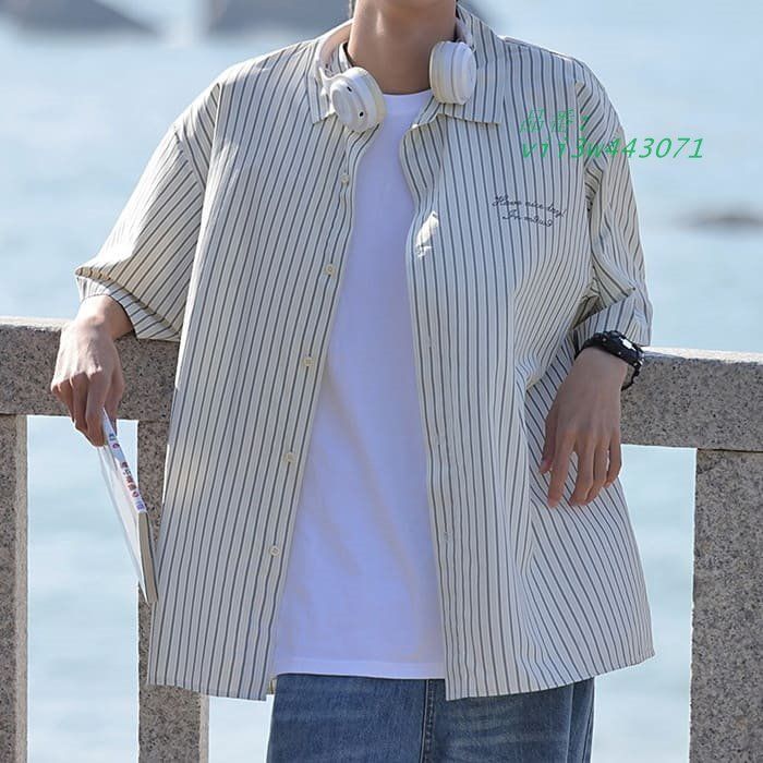 ストライプ シャツ メンズ 半袖 ゆったり 春夏 カジュアル 韓流 ストライプ シャツ メンズ カジュアルシャツ 半袖 春夏