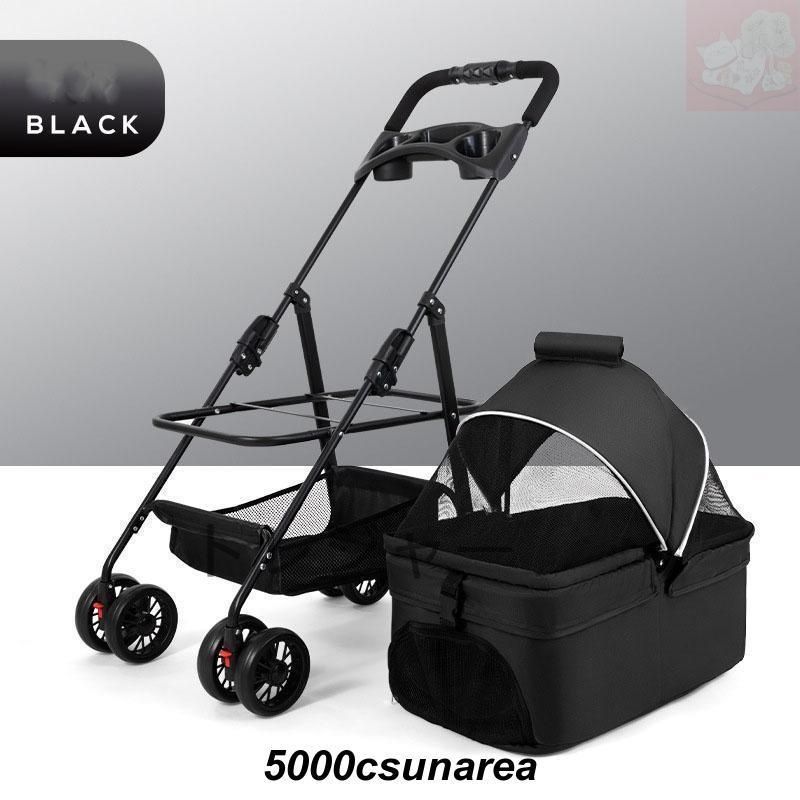 FCZY 小型犬 中型犬 多頭 折りたたみ 取り外し ペットバギー 分離型 フルオープン 4輪 キャリー バスケット カート ペット用 犬 猫 散