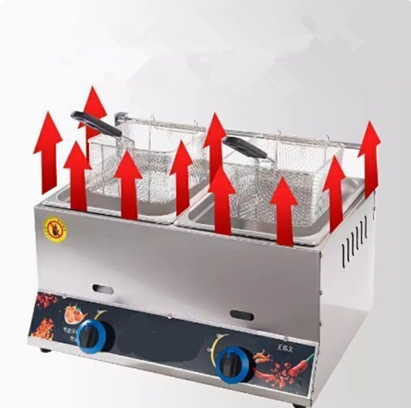 大型ガスフライヤー 8L 8Lダブルシリンダー フライヤー ステンレス鋼 揚げバスケット付き卓上フライヤー厨房機器 温度調整機能 LPガス用WP人気急上昇