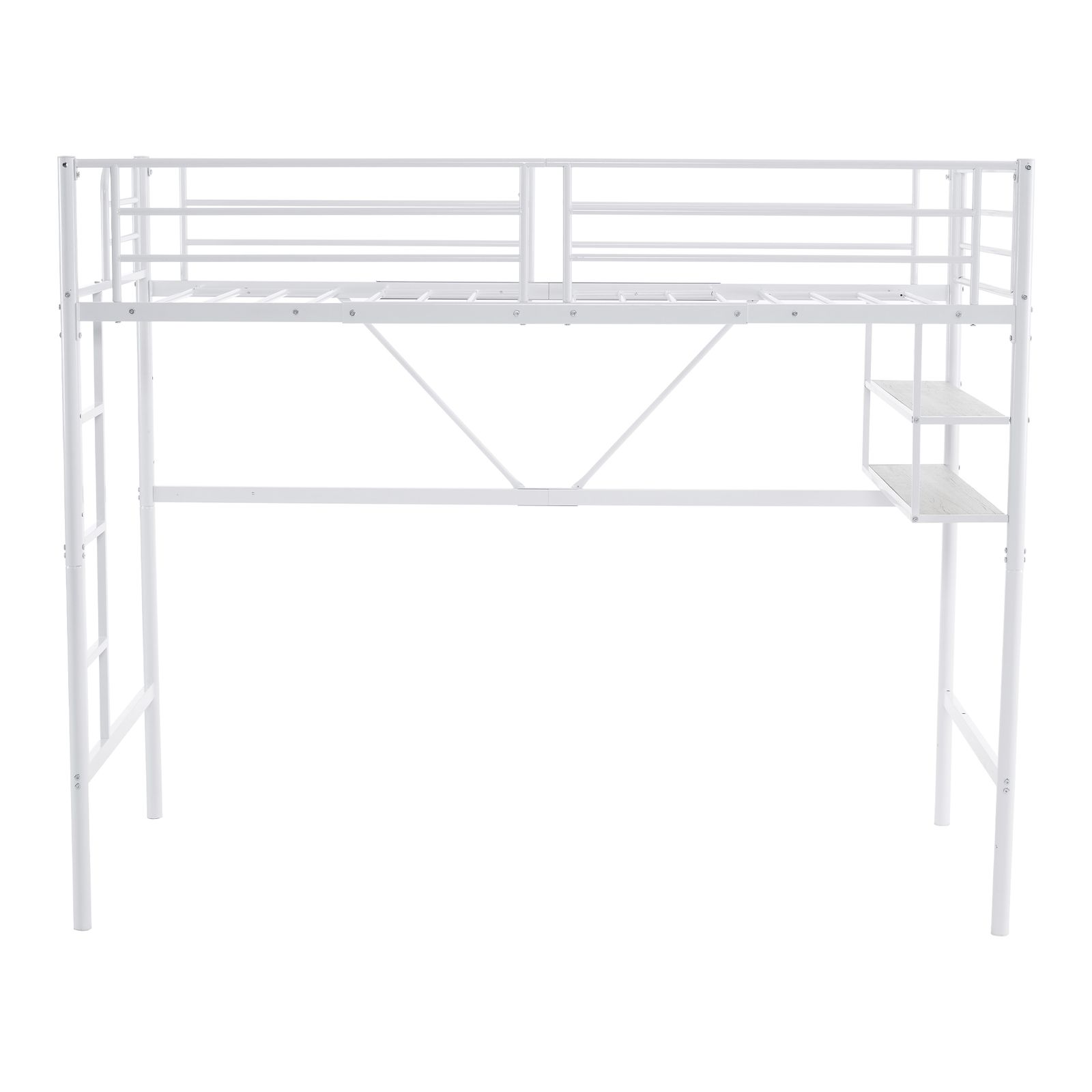 新作】【ホワイト】ロフトベッド パイプベッド サイド棚付き シングル