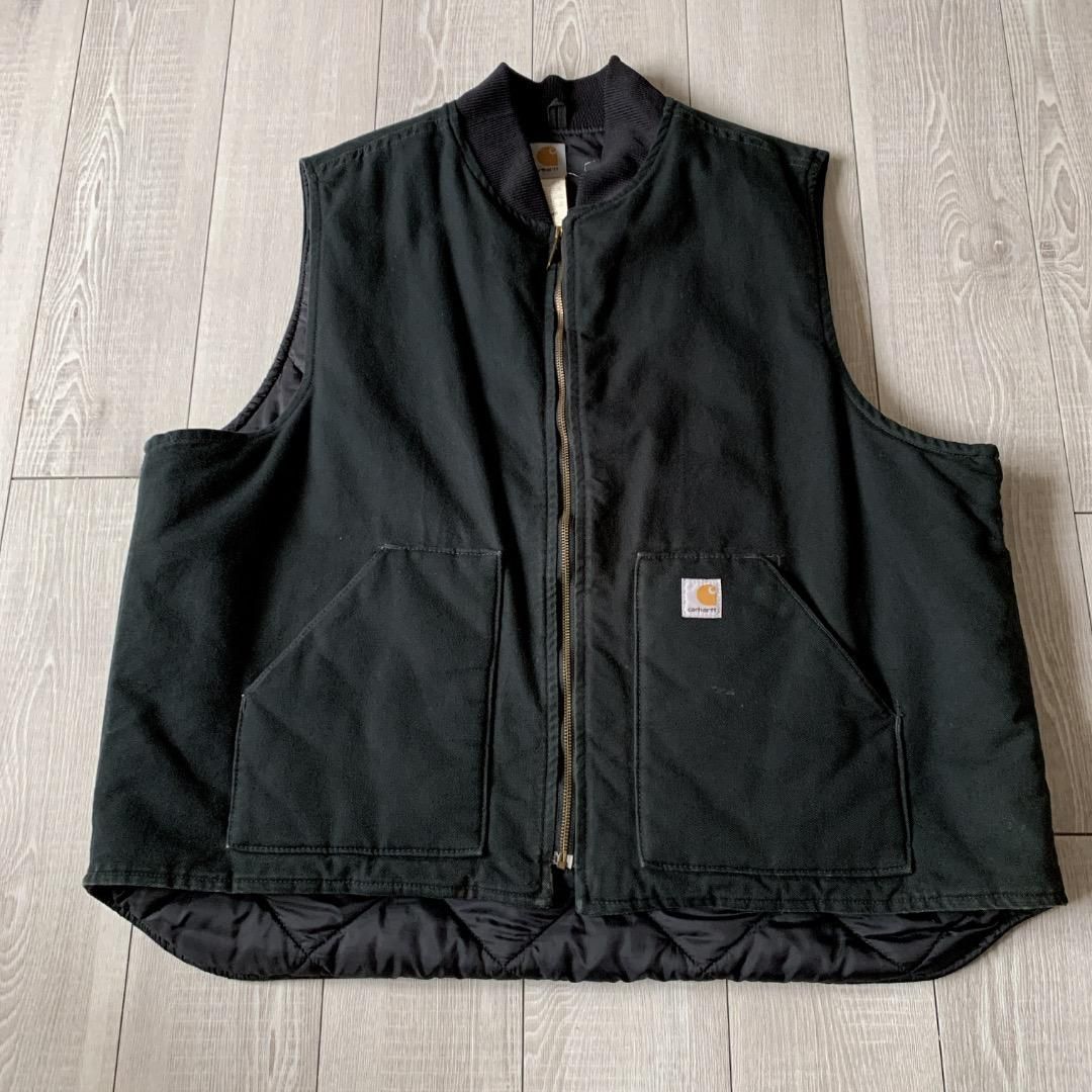 Carhartt　ダックベスト　BLACK　size　XL　メキシコ製 Carhartt ダックベスト 3XL メキシコ製 ブラック 内キルティング