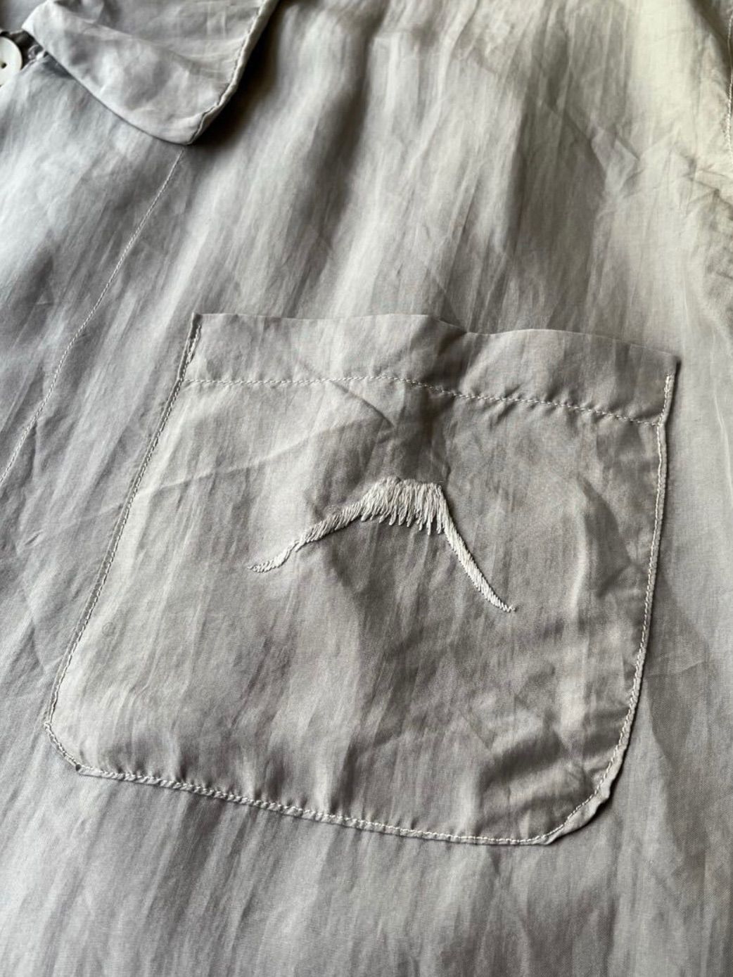 60s-70s Euro vintage シルク オープンカラー パジャマシャツ 80s 90s Euro vintage シルク パジャマ シャツ / グレー