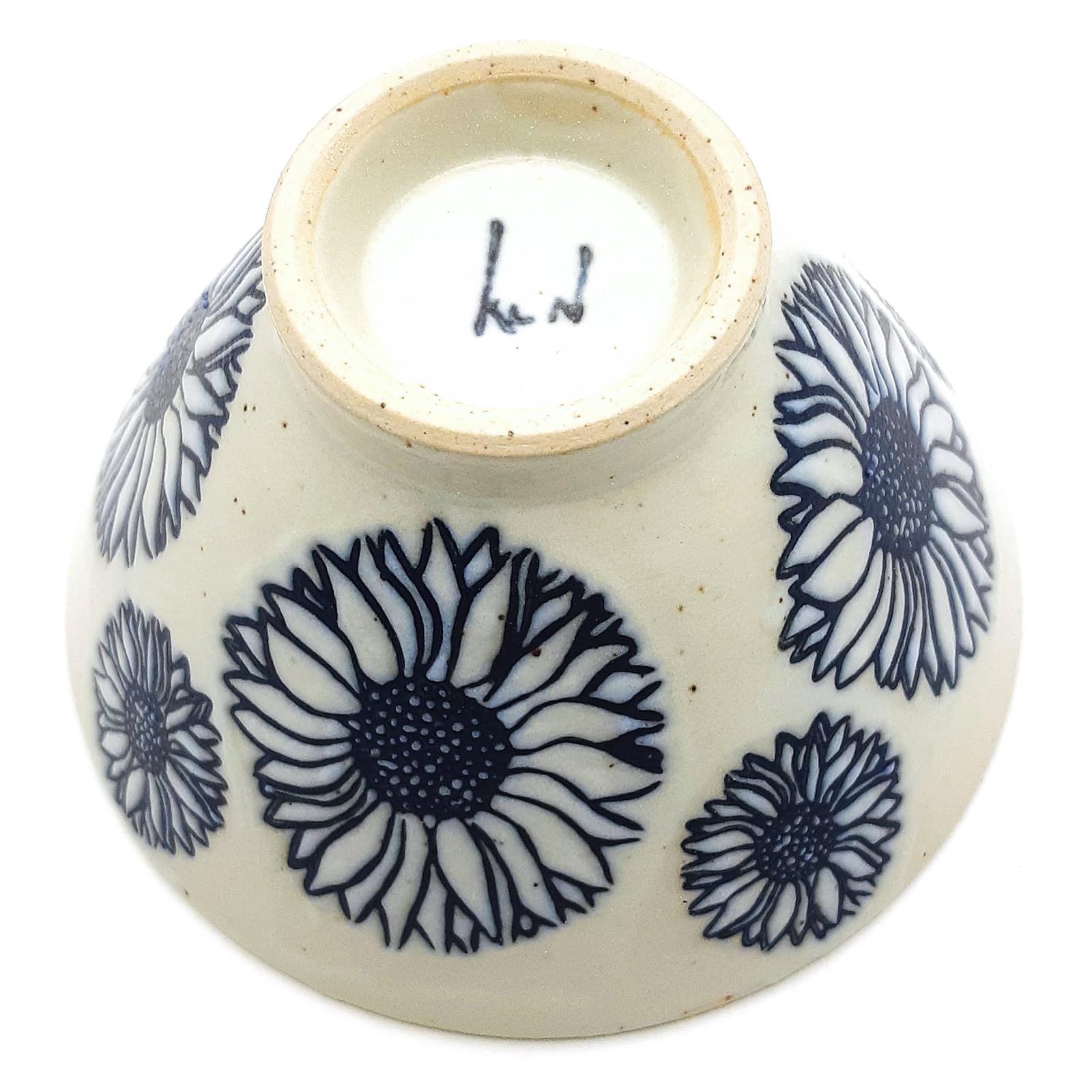 新着商品】勲山製陶 サンフラワー 陶器 11cm 青 花 日本製 ご飯茶碗 お