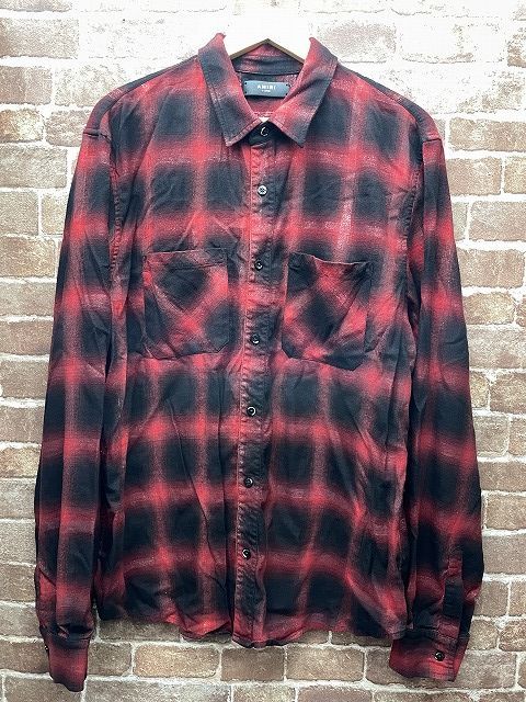 美品 AMIRI アミリ チェックシャツ レッド グリッター - 長袖