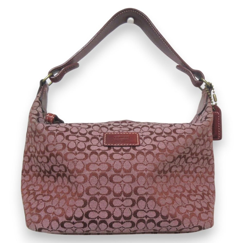 美品 COACH コーチ ミニシグネチャー キャンバス アクセサリーポーチ  