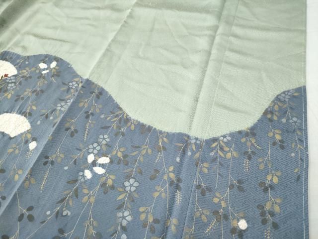 平和屋着物○訪問着 刺繍 絞り 地紙草花文 暈し染め 金彩 鈴乃屋扱い