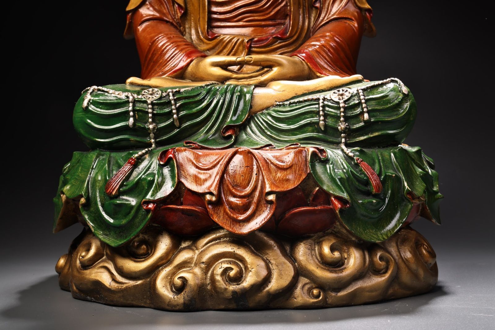 旧家蔵出し 銅製 浮彫 鏨刻 描金 彩繪 釋迦牟尼像 仏像 密宗密教 供養 