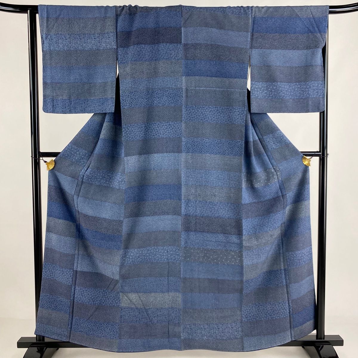 江戸小紋 身丈159.5cm 裄丈65cm M 袷 寄せ柄 花 紺色 正絹 美品