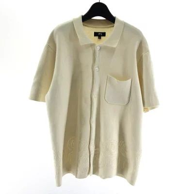 トップス STUSSY Perforated Swirl Knit Shirt Stussy Perforated Swirl Knit Shirt Cream | Culture Kings