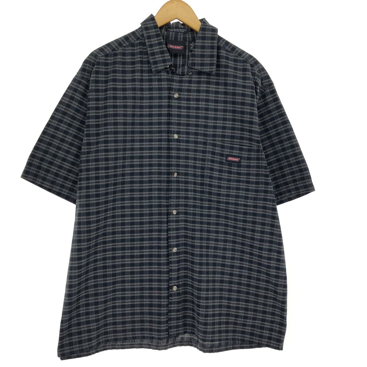 古着 ディッキーズ Dickies チェック柄 オープンカラー 半袖 ワークシャツ メンズXL相当/eaa485069