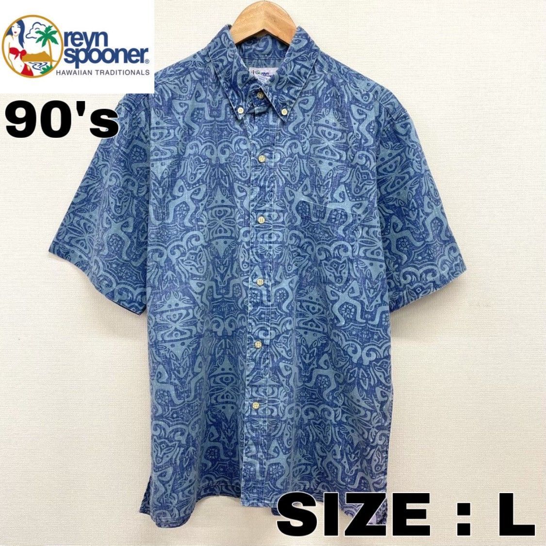 90's US古着 Reyn Spooner アロハ シャツ 半袖 トーテムポール柄