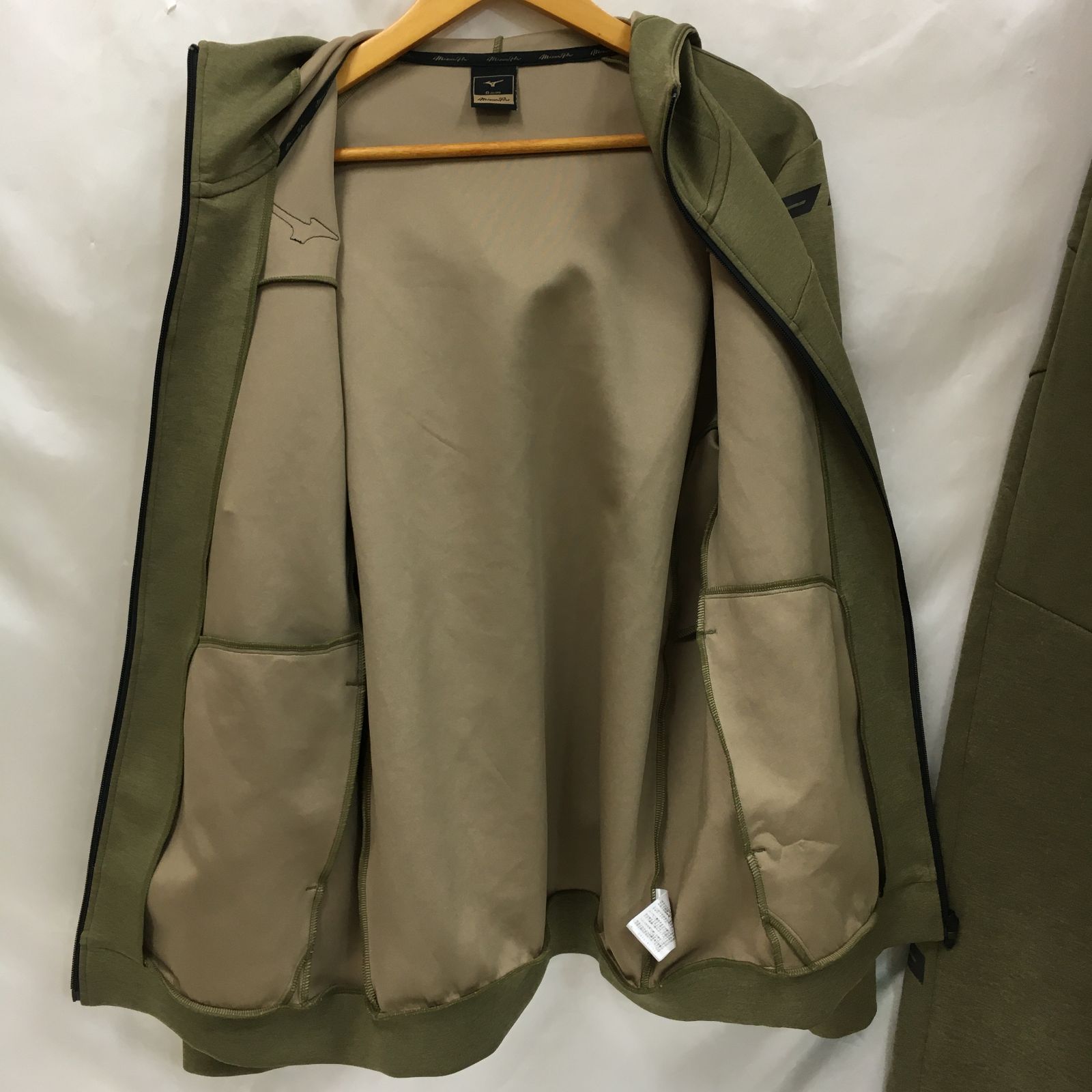 野球 ミズノプロ ストレッチスウェット セットアップ 上下 カーキ