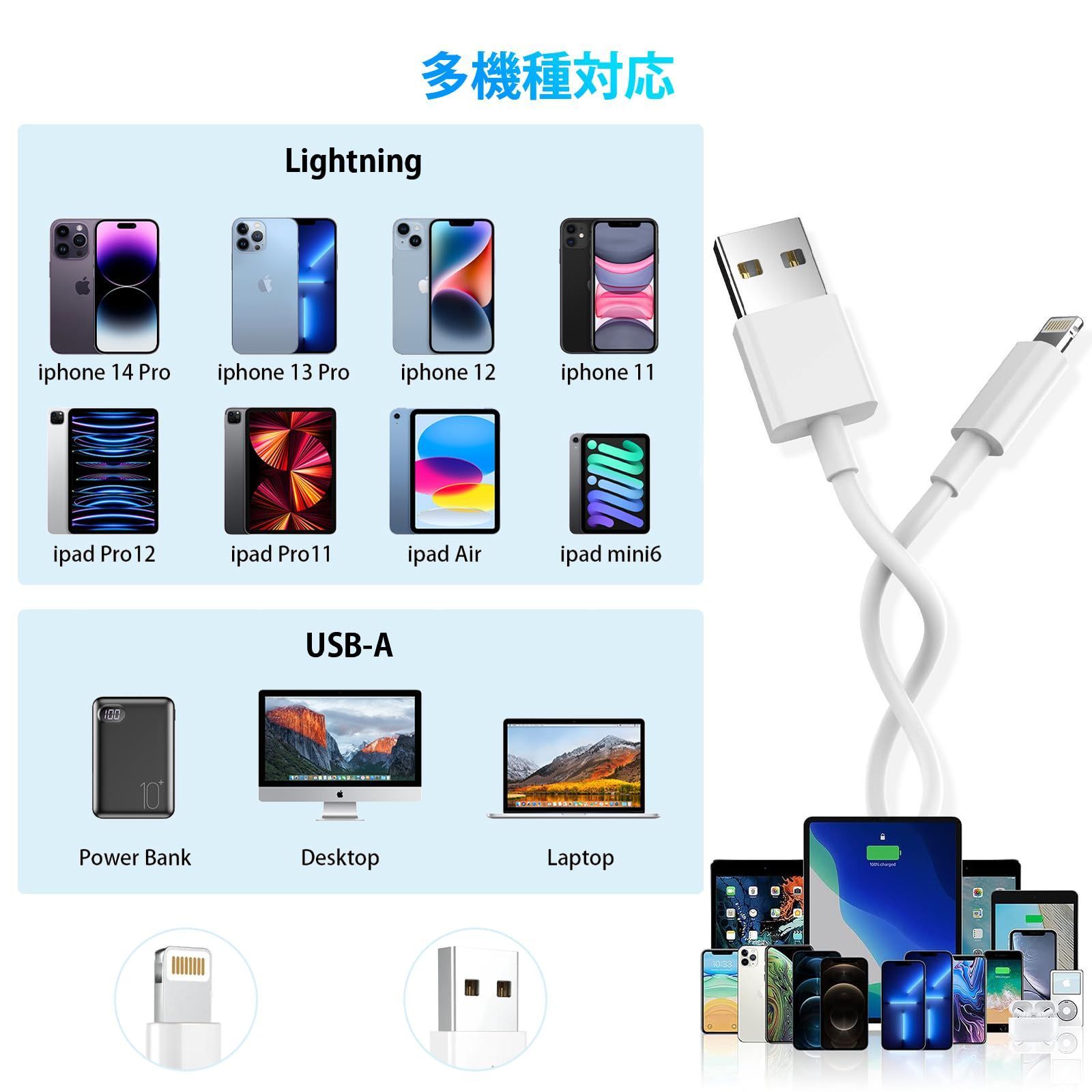 特価商品】12 iphone 充電ケーブル ライトニングケーブル 純正品質 MFi