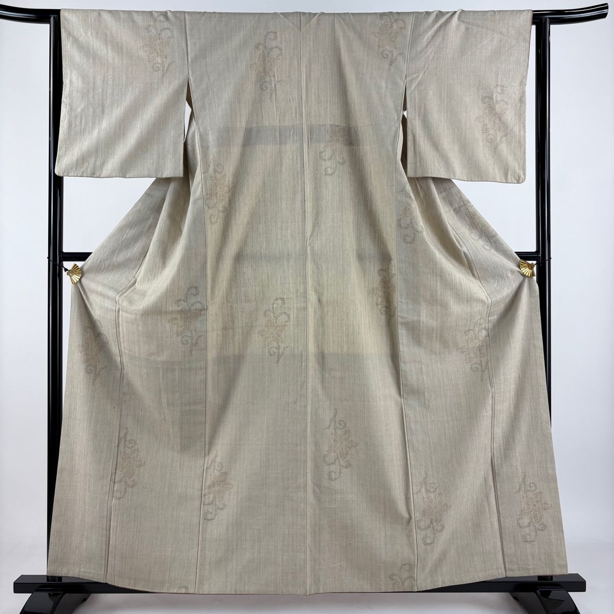 平和屋着物▽結城紬 単衣 花唐草文 正絹 逸品 未使用 DAAV9677sf 男単