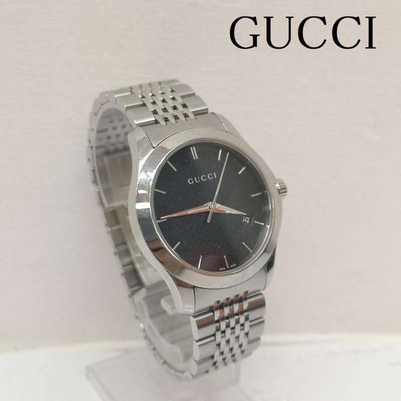 GUCCI グッチ 腕時計 アナログ クォーツ式 G-TIMELESS Gタイムレス 126.4 黒文字盤 クォーツ 腕時計