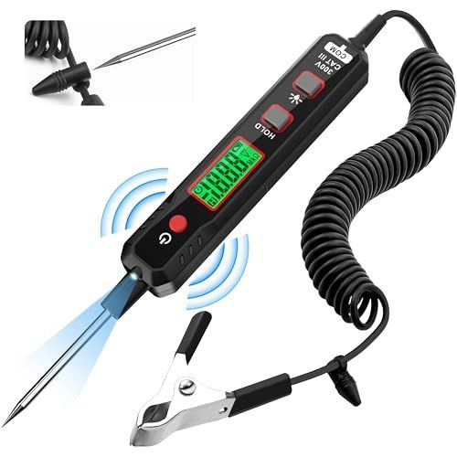 KAIWEETS 車用直流電圧検電器 DC 0.8V-100V 全長200cm 通電確認 車電圧サーキットテスターLED プローブ 導通 車用診断ツール 検電ドライバー 自動車整備工具 VT501
