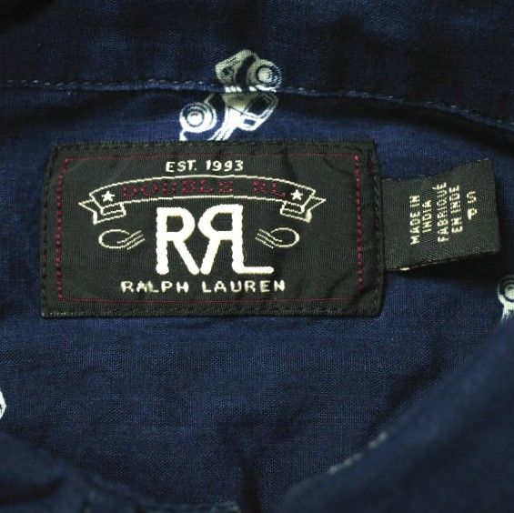 RRL ダブルアールエル SHORT SLEEVE FARRELL SHIRTS インディゴトラックプリントワークシャツ 782825657001 S Indigo Double RL 半袖 トップス g18388