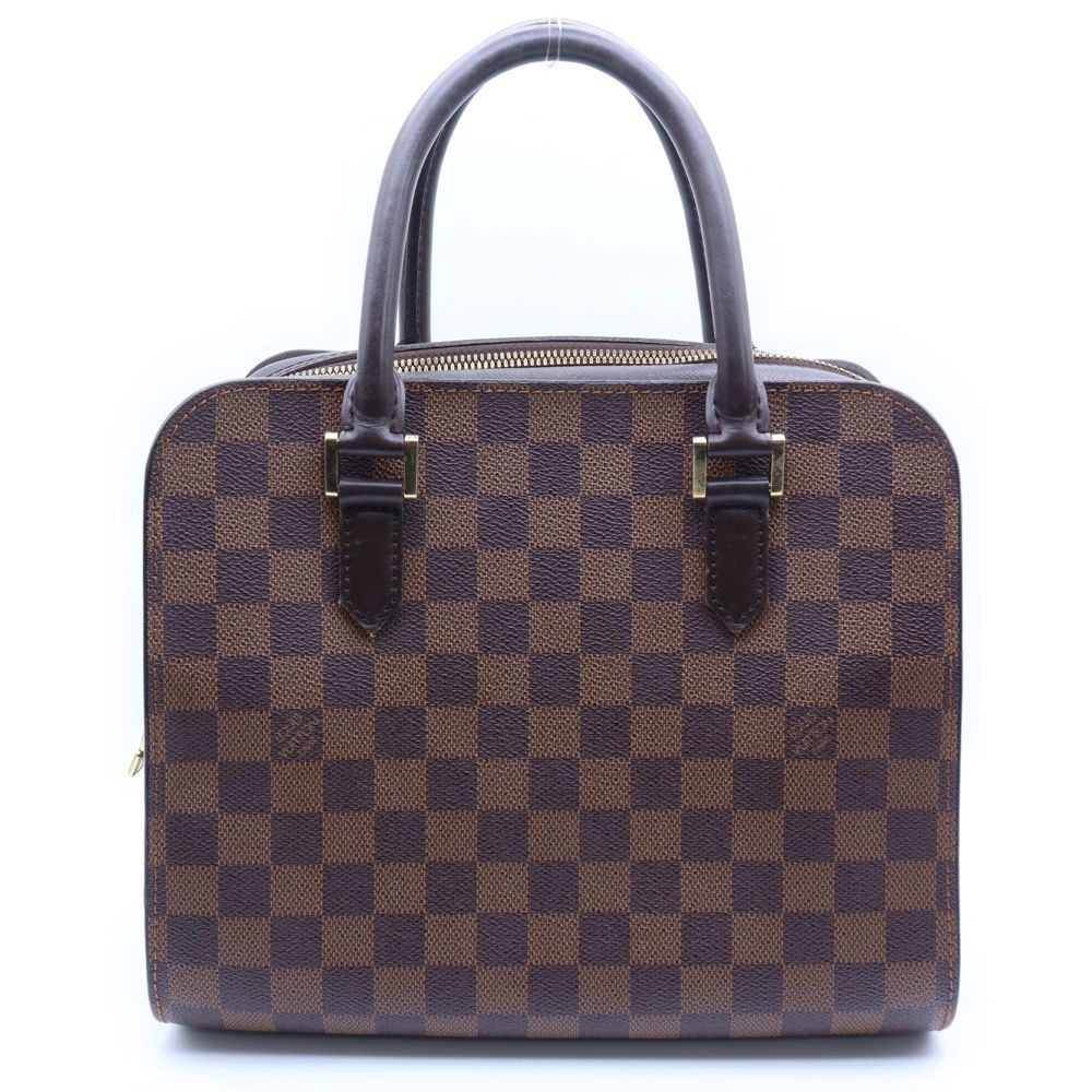 LOUIS VUITTON ルイヴィトン ダミエ トリアナ ハンドバッグ ブラウン ゴールド金具 レザー×PVC N51155