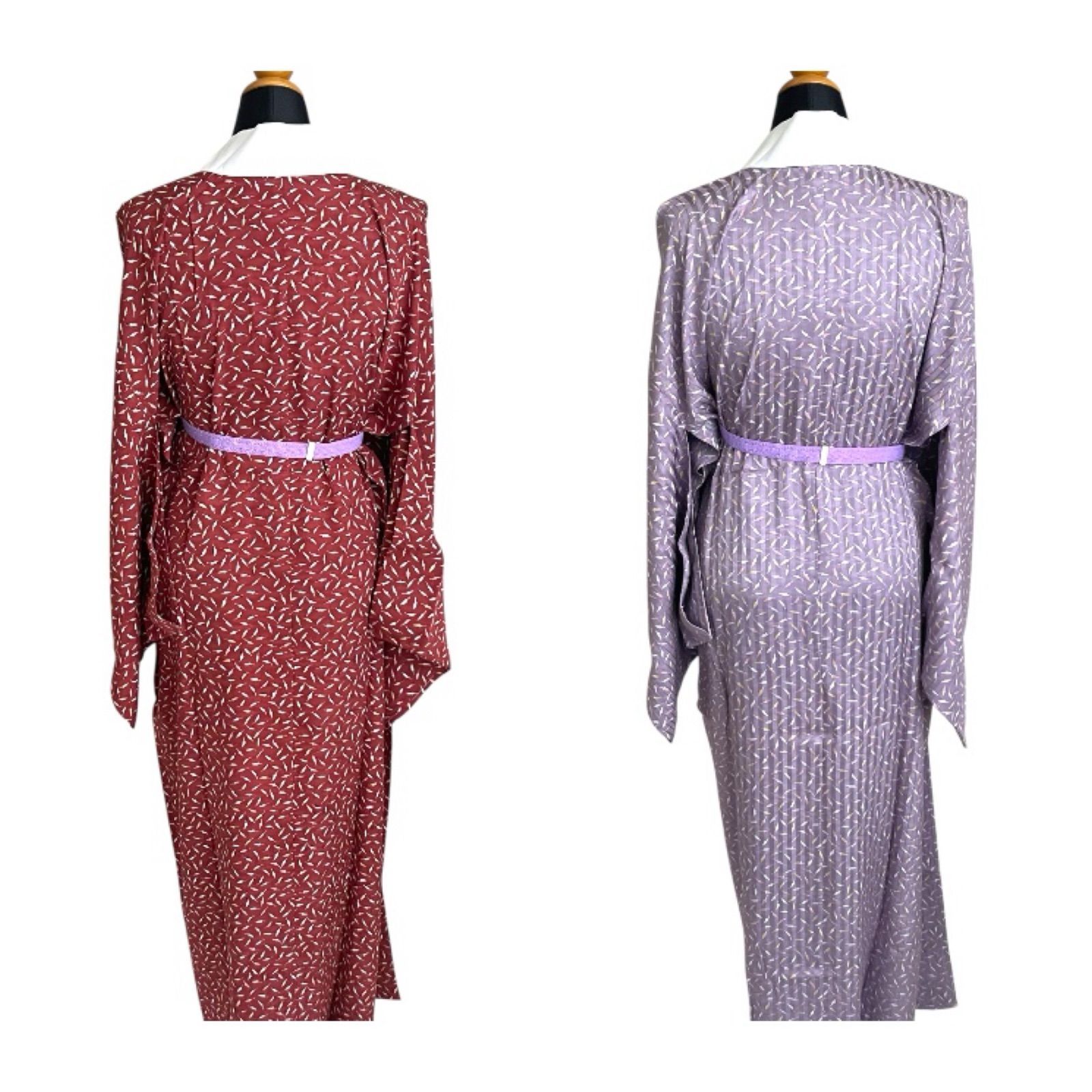 レディース 正絹 長襦袢 半衿付 Mサイズ 唐辛子 臙脂|藤色 M