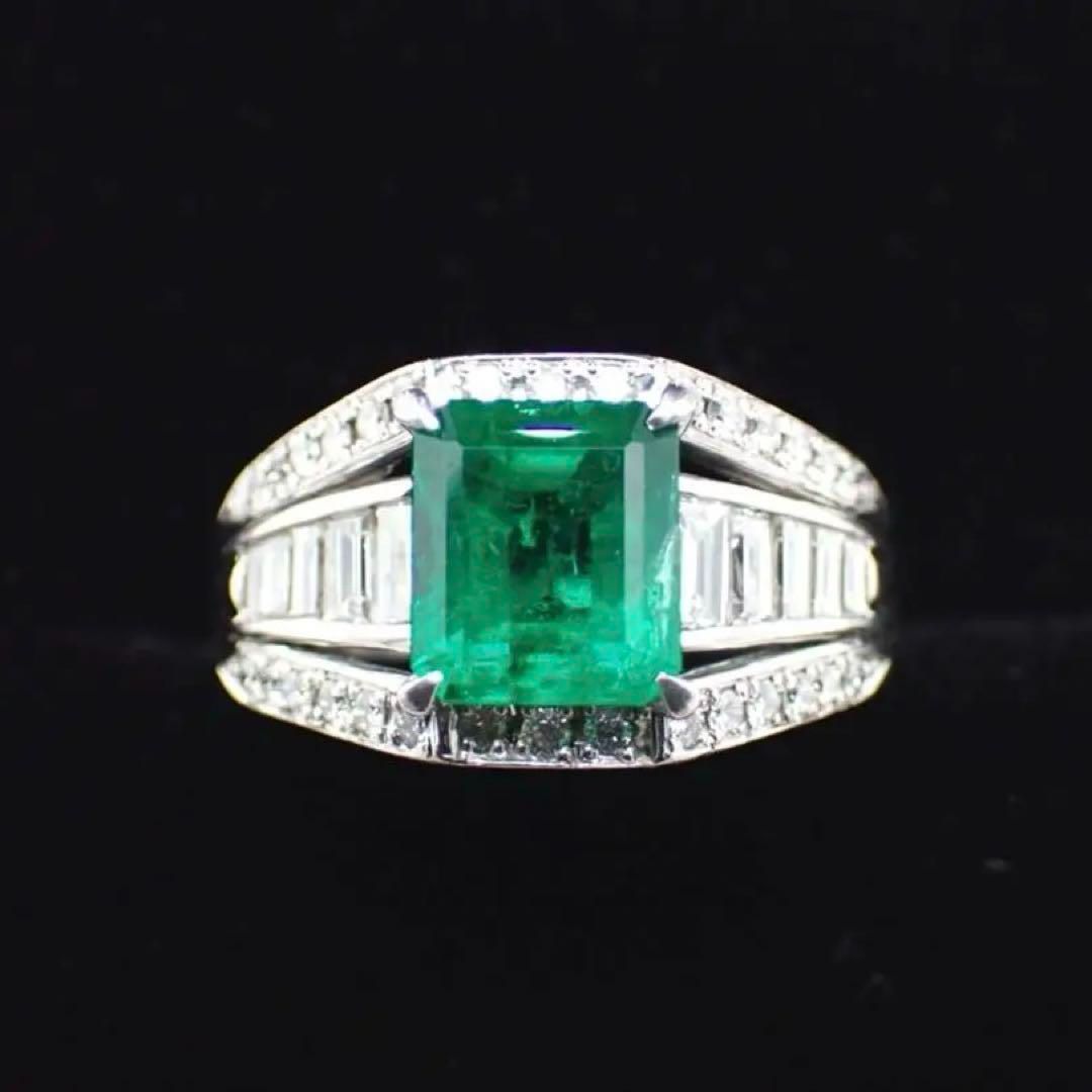 『専用です』天然エメラルド ダイヤモンド 計1.39ct GIAコロンビア F2 天然エメラルド 1.87ct ダイヤ2.5ctリング GIA鑑別 コロンビア産
