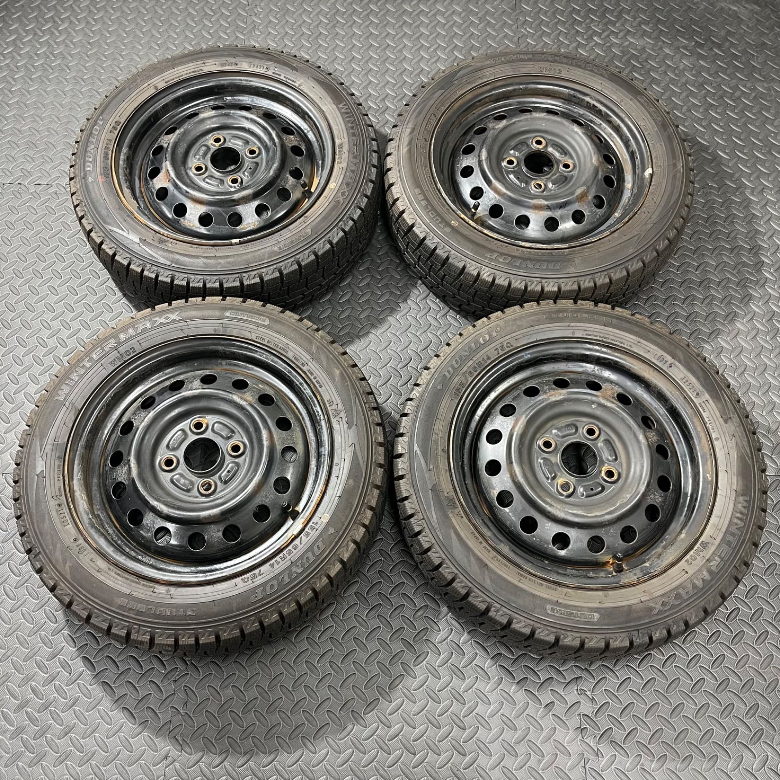 21年 155 65R14 ダンロップ ウィンターマックス WM02 スズキ ワゴンR スペーシア スマイル スタッドレスタイヤ 1039M