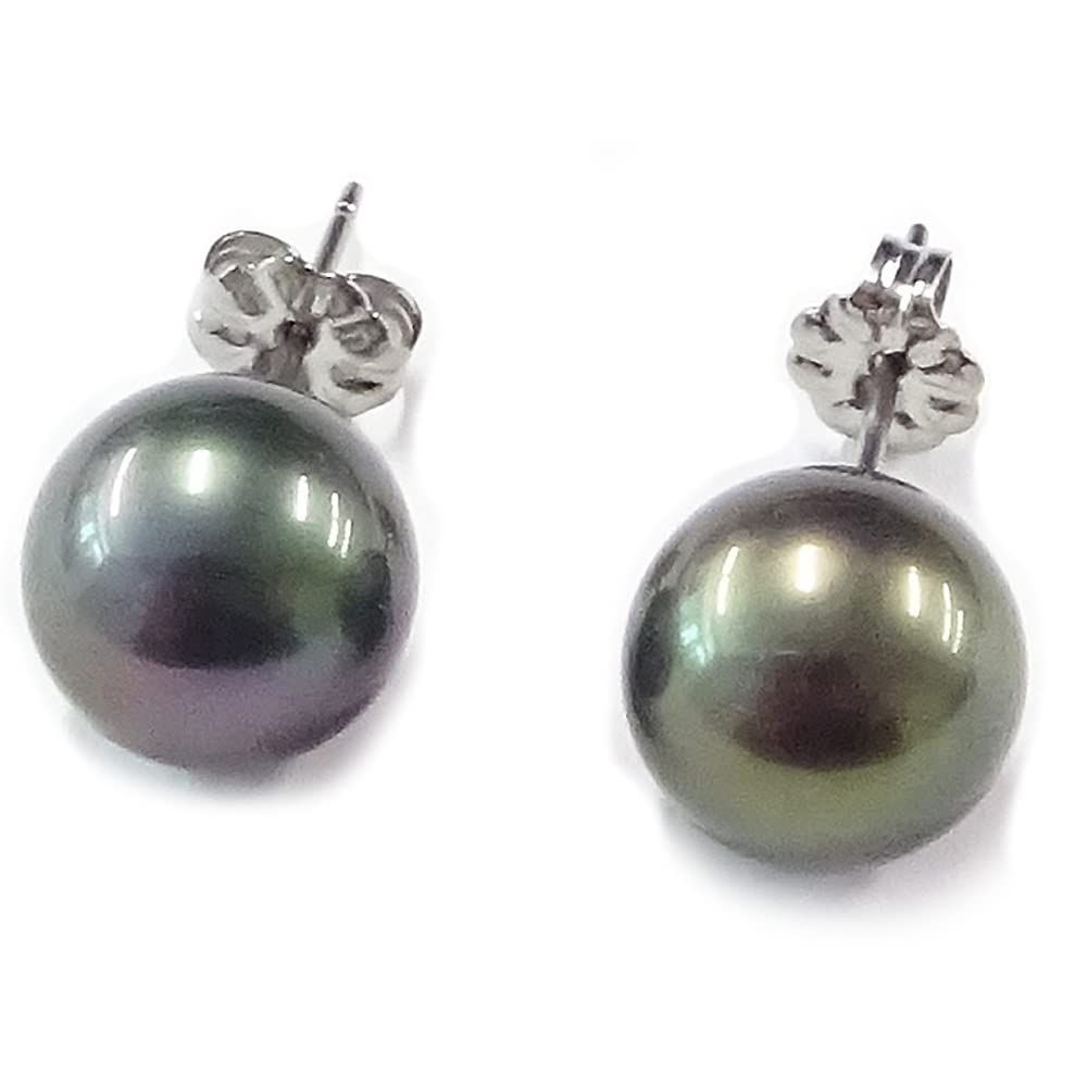 ピーコックグリーンカラー 黒蝶貝パールイヤリングorピアス